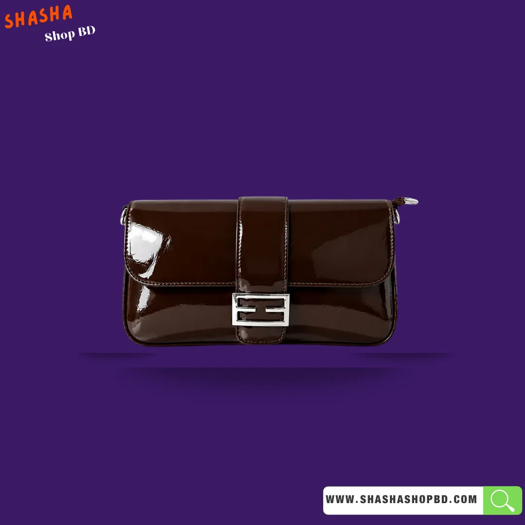 Premium Shoulder Side Purse (Glossy Version) (B52) - Chocolate Brown | Shasha Shop BD