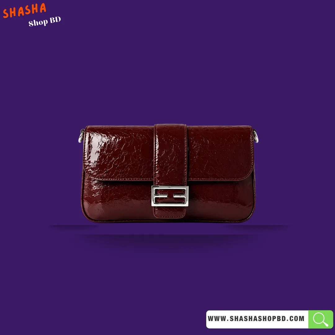 Premium Shoulder Side Purse (Glossy Version) (B51) - Maroon | Shasha Shop BD
