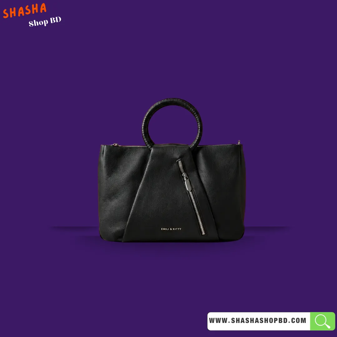 Premium Leather Large Capacity Bag for Women (B50) - Black | Shasha Shop BD