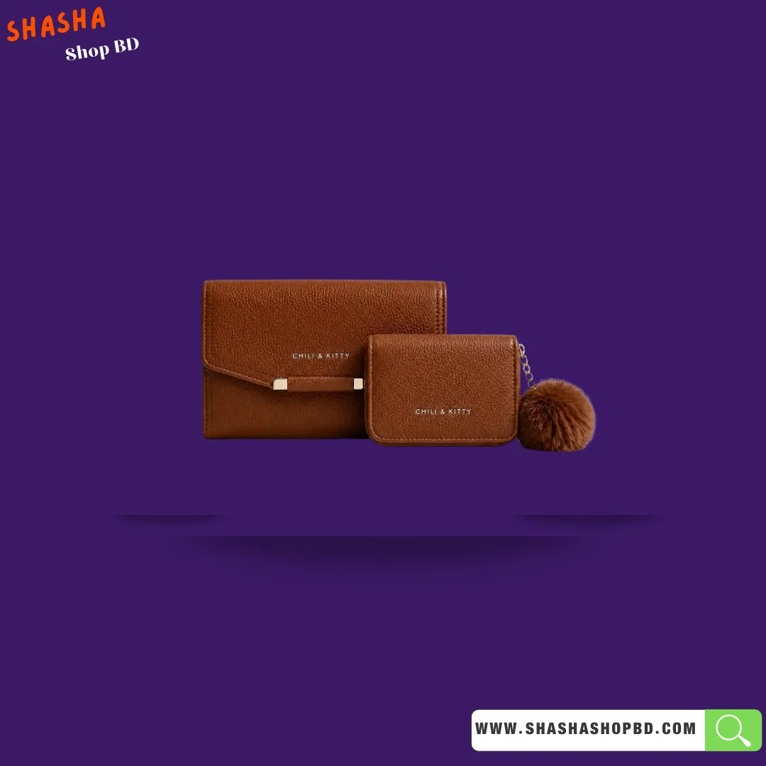 Premium Ladies Wallet Combo Set (KP36) - Tan Brown | Shasha Shop BD