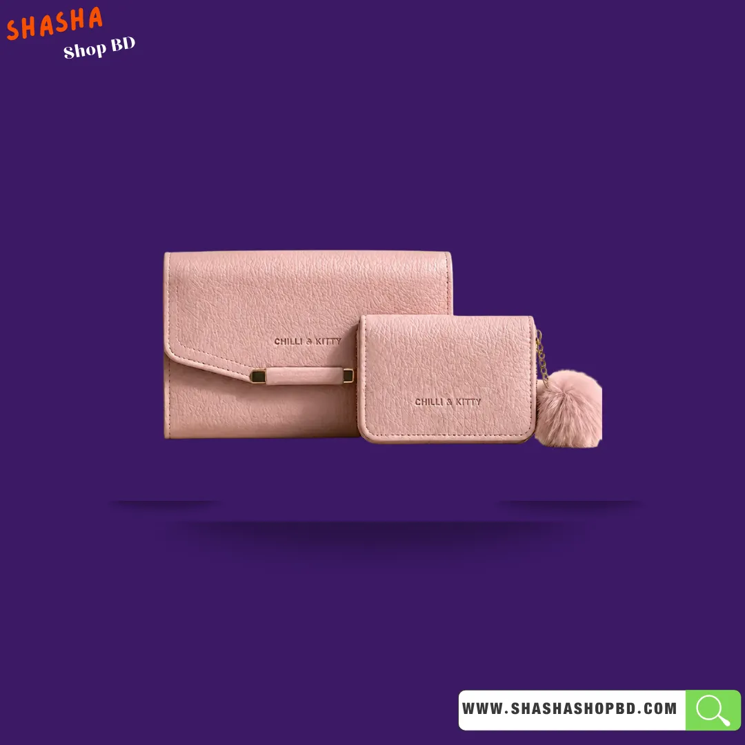 Premium Ladies Wallet Combo Set (KP35) - Dusty Pink | Shasha Shop BD