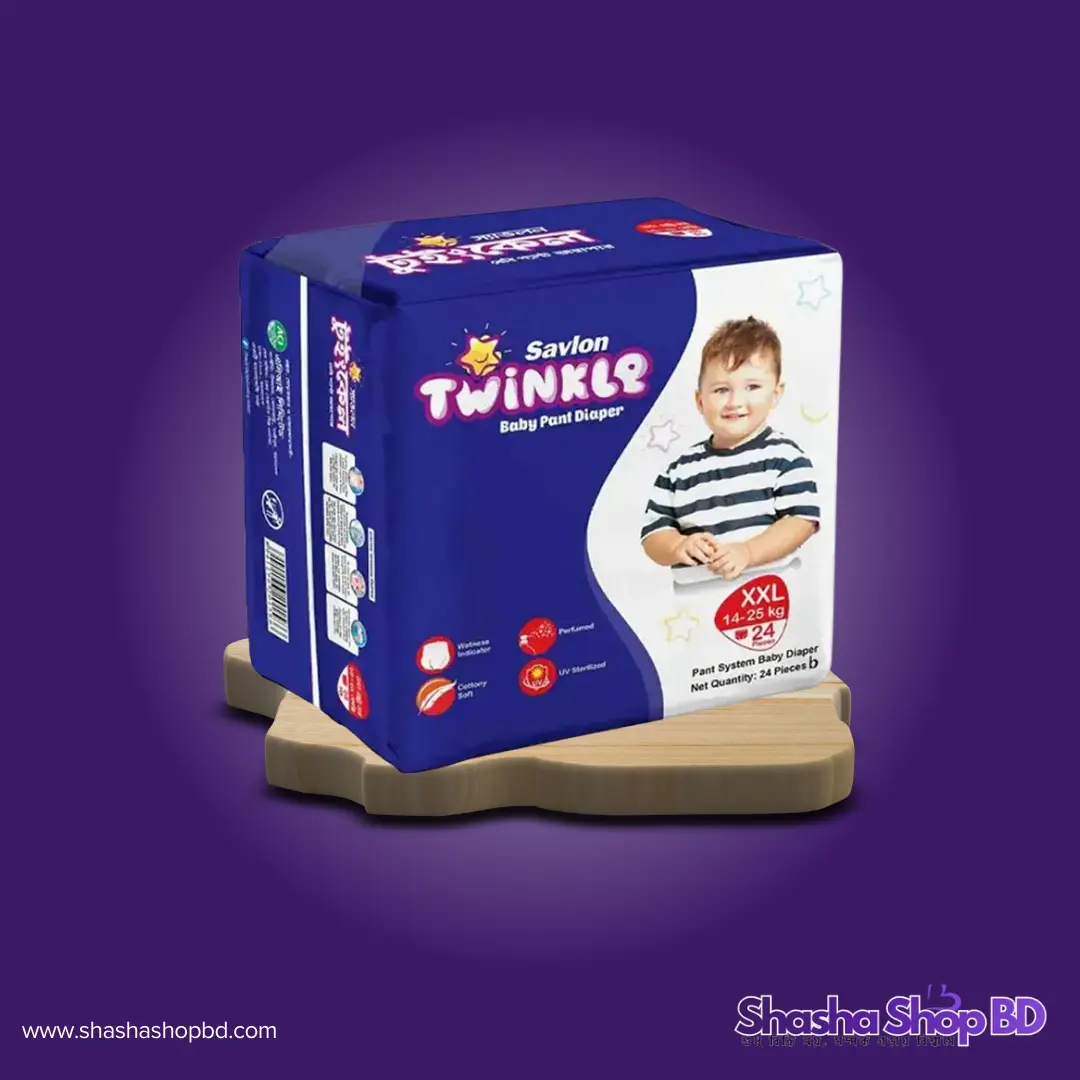 👶 Savlon Twinkle Baby Pants Diaper (XXL) - 24 Pcs (Weight Range: 14-25kg, UV Sterilized & Wetness Indicator – সোনামণির আরামদায়ক দিন আর হাইজিন সুরক্ষায় সেরা পছন্দ!)