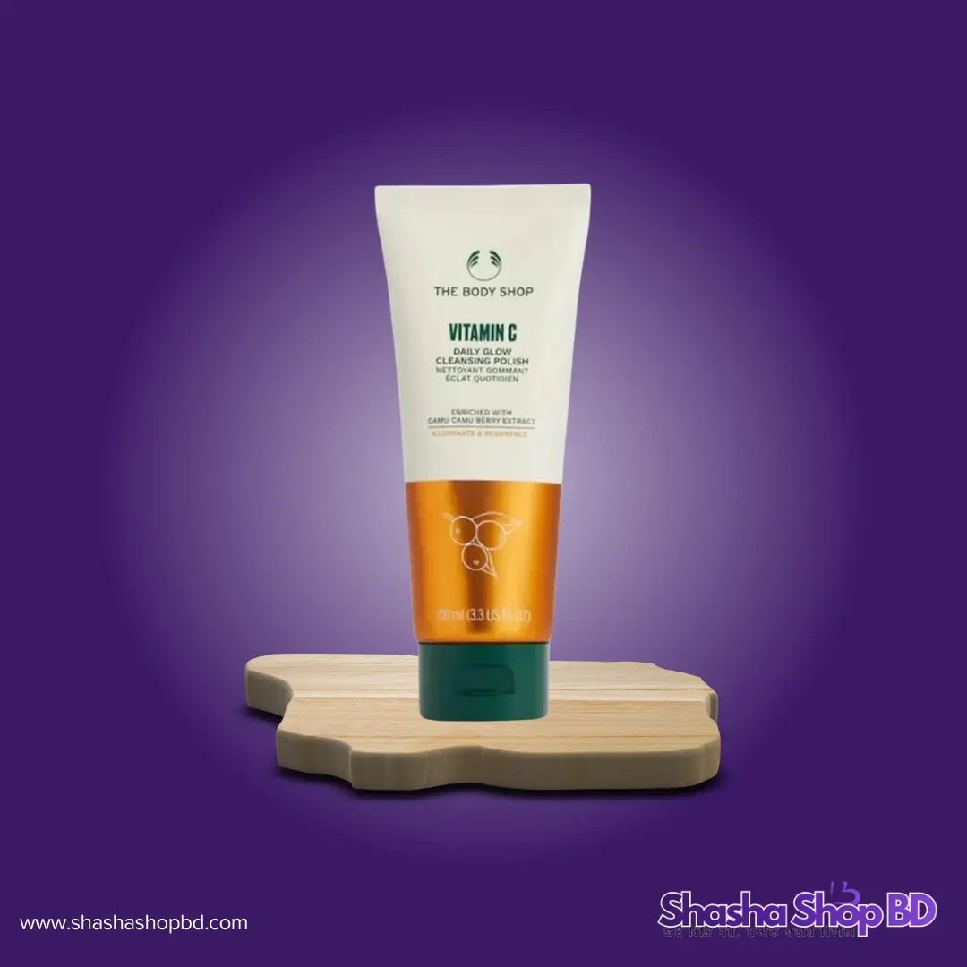 The Body Shop Daily Glow Vitamin C Cleansing Polish - 100ml (Illuminate & Resurface, Enriched with Camu Camu Berry Extract – ভিটামিন-সি এর জাদুকরী ছোঁয়ায় পান উজ্জ্বল এবং গ্লোয়িং গ্লাস স্কিন!)