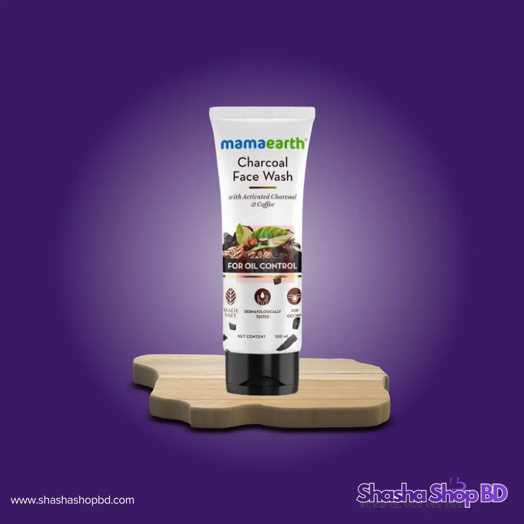 ✨ Mamaearth Charcoal Face Wash - 100ml (With Activated Charcoal & Coffee for Oil Control – ত্বকের গভীর থেকে ময়লা ও টক্সিন দূর করে পান রিফ্রেশিং লুক!)