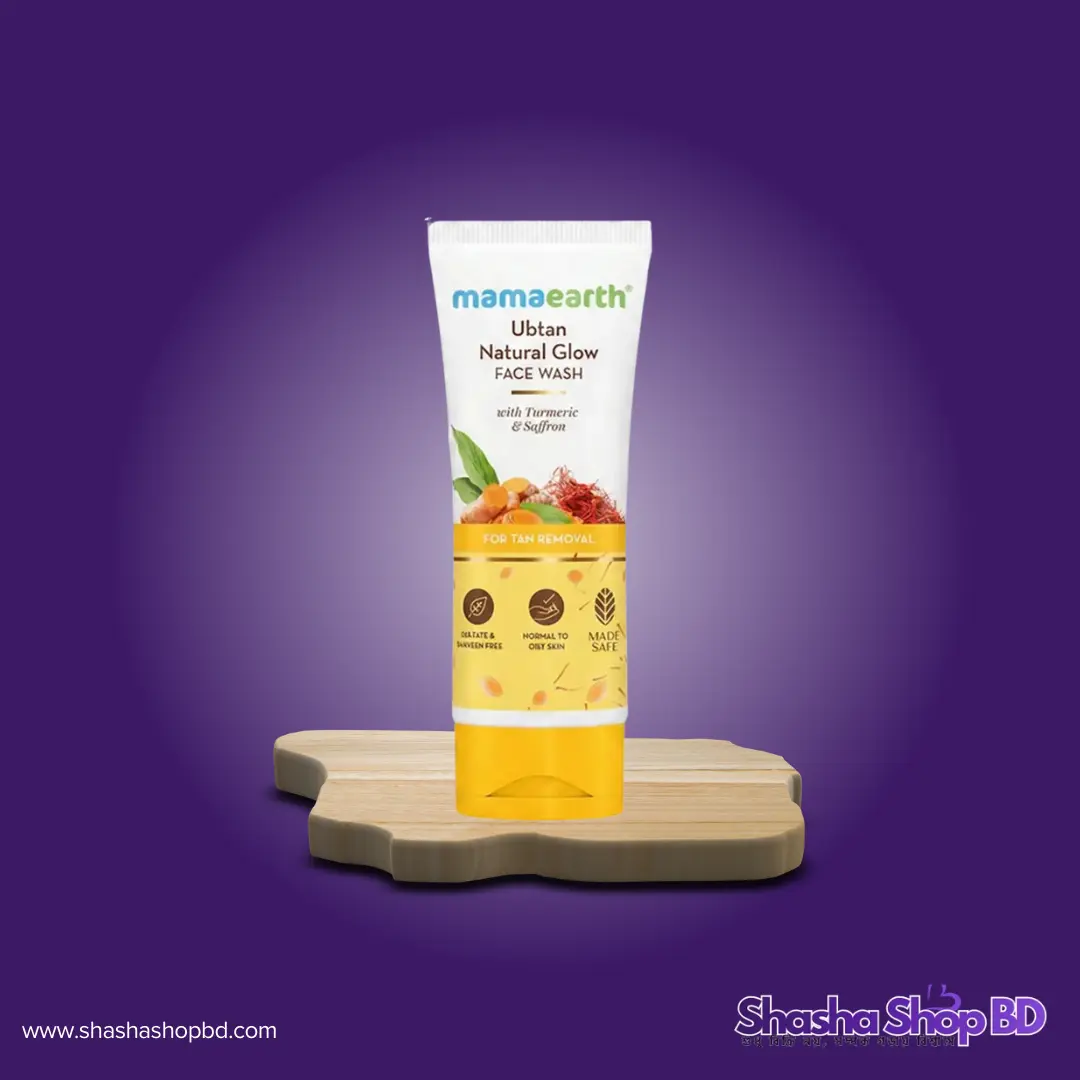 Mamaearth Ubtan Natural Glow Face Wash - 100ml (With Turmeric & Saffron for Tan Removal – উজ্জ্বল ও সতেজ ত্বকের জন্য হলুদের প্রাচীন বিশুদ্ধতা!)