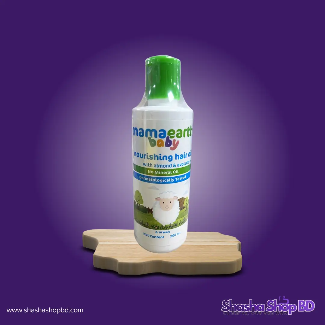 🌿 Mamaearth Nourishing Baby Hair Oil - 200ml (With Almond & Avocado Oil, No Mineral Oil & Dermatologically Tested – আপনার সোনামণির চুলের কোমল যত্ন আর প্রাকৃতিক পুষ্টিতে সেরা সমাধান!)