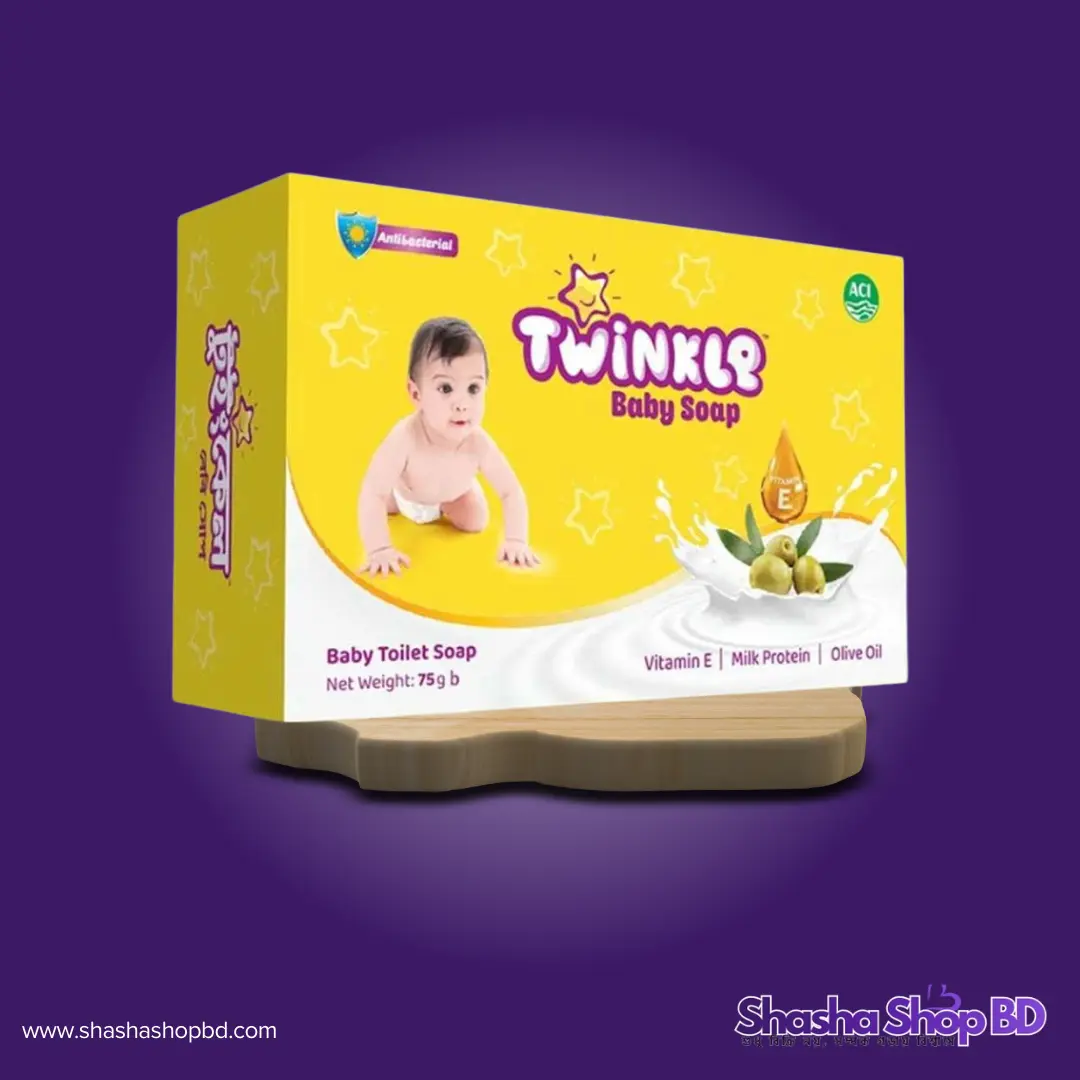 🧼 Savlon Twinkle Antibacterial Baby Soap - 75g (Vitamin E, Milk Protein & Olive Oil – সোনামণির কোমল ত্বকের সুরক্ষা আর পুষ্টিতে মায়েদের ভরসা!)