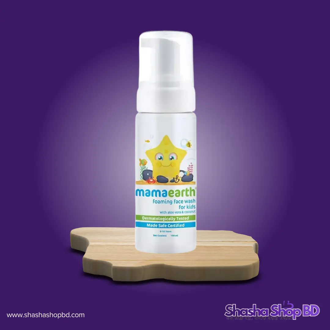 🧼 Mamaearth Foaming Face Wash For Kids (with Aloe Vera & Coconut) - 150ml (Dermatologically Tested, Made Safe Certified & pH Balanced – আপনার সোনামণির কোমল ত্বকের জন্য সেরা প্রাকৃতিক যত্ন!)