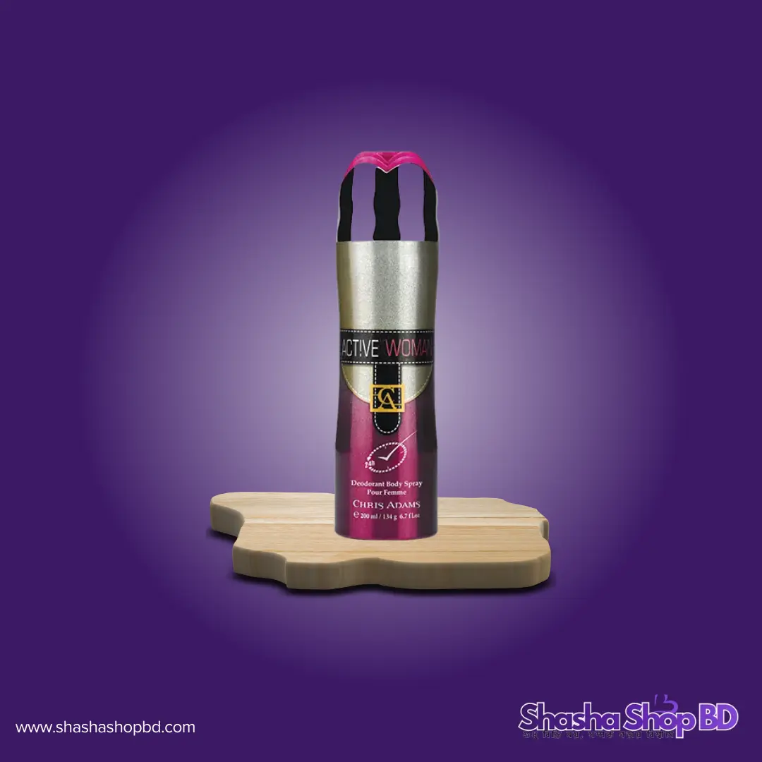 💖 Chris Adams Active Woman Deodorant Body Spray - 200ml (Pour Femme – আত্মবিশ্বাসী নারীদের জন্য দীর্ঘস্থায়ী এবং সতেজ সুবাসের এক অনন্য নাম!)