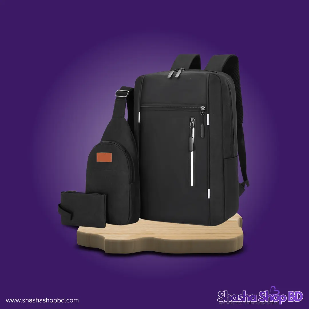 Premium 3 Pics Bag Combo Pack - স্টাইলিশ ব্যাকপ্যাক এবং ব্যাগ কম্বো কালেকশন