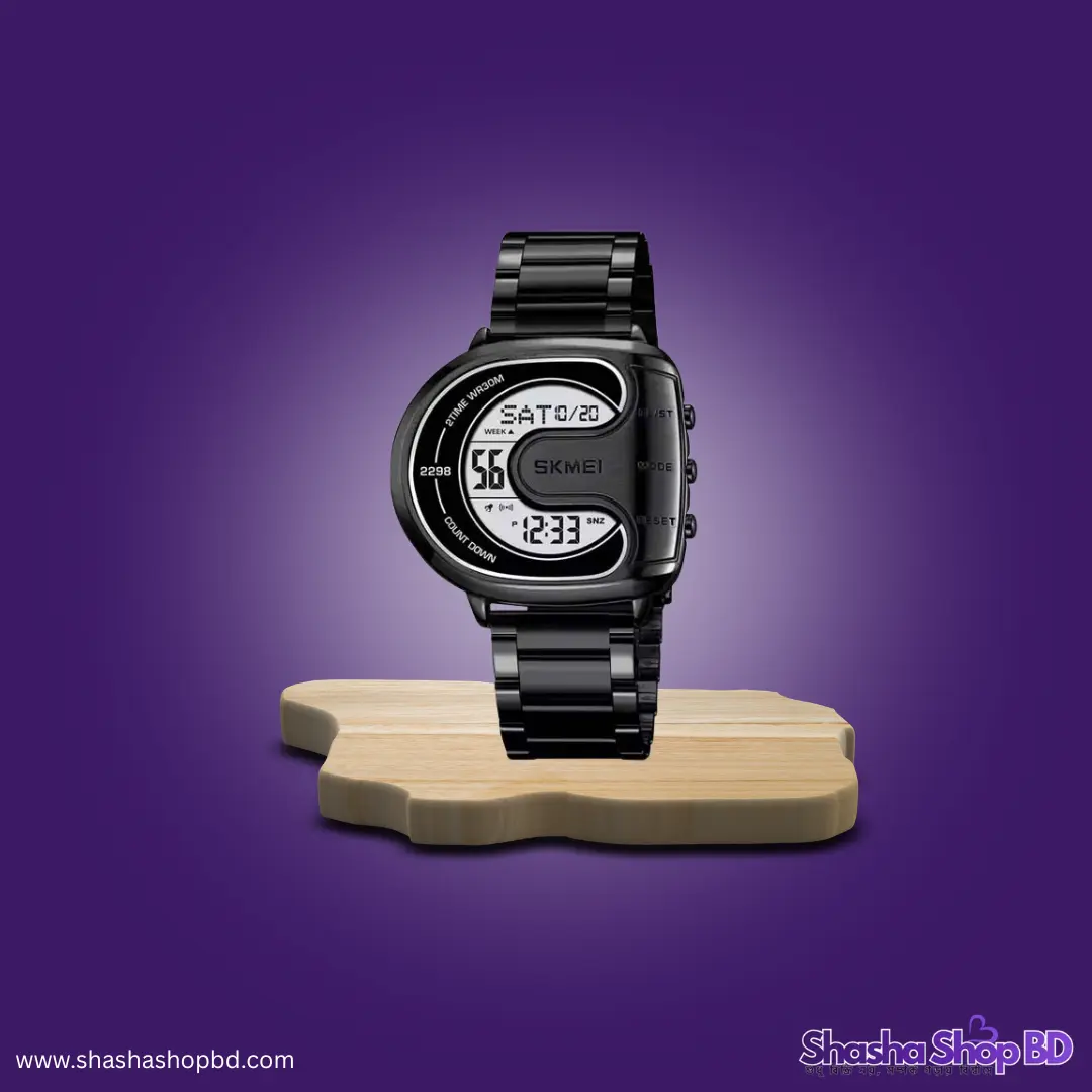 ⌚ SKMEI 2298 Digital Stainless Steel Men’s Watch (The Ultimate Tactical Black – ডিজিটাল স্মার্টনেস আর মেটাল আভিজাত্যের এক দুর্ধর্ষ কম্বিনেশন!)