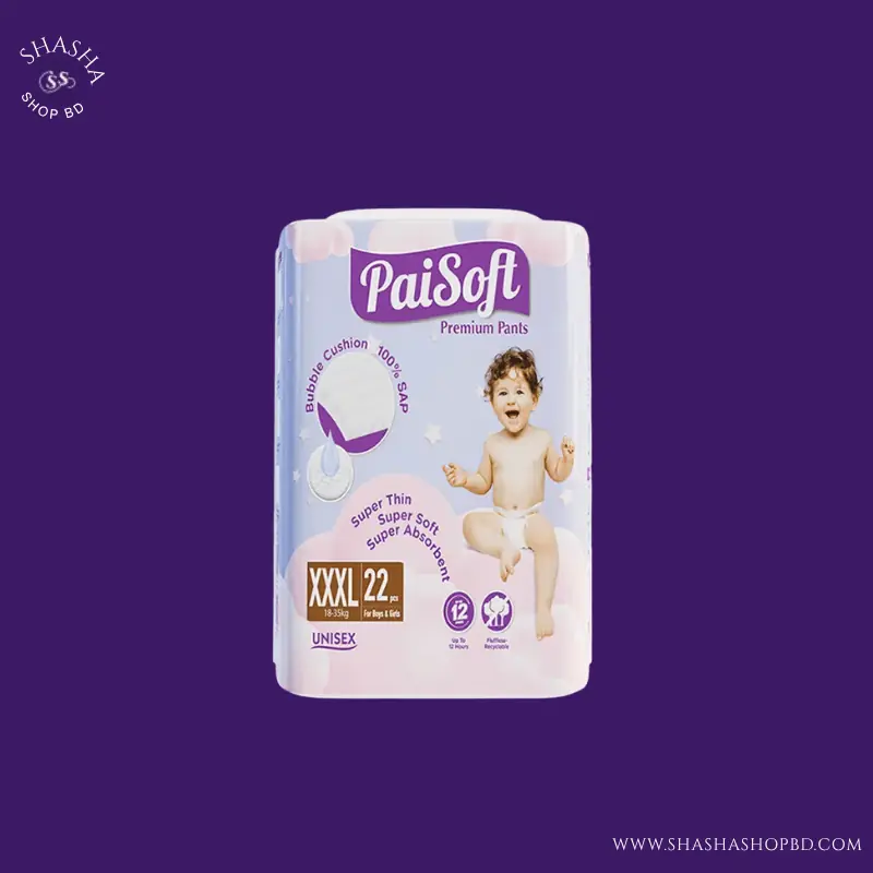 PaiSoft Premium Pants Baby Diaper XXXL (22 Pcs, 18-35kg) | Shasha Shop BD