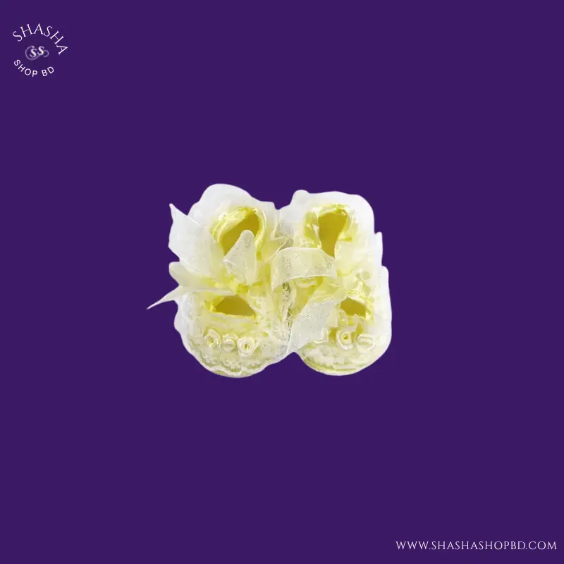 Baby Lace Shoes - Size 15 (Lemon Yellow) | Shasha Shop BD